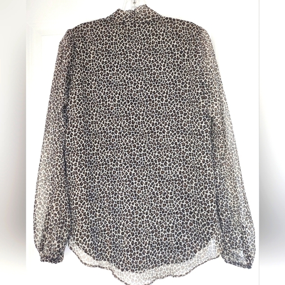 Michael Kors womens sheer leopard print blouse size X-small - Picture 2 of 5